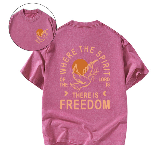 There Is Freedom Christian Washed T-Shirt