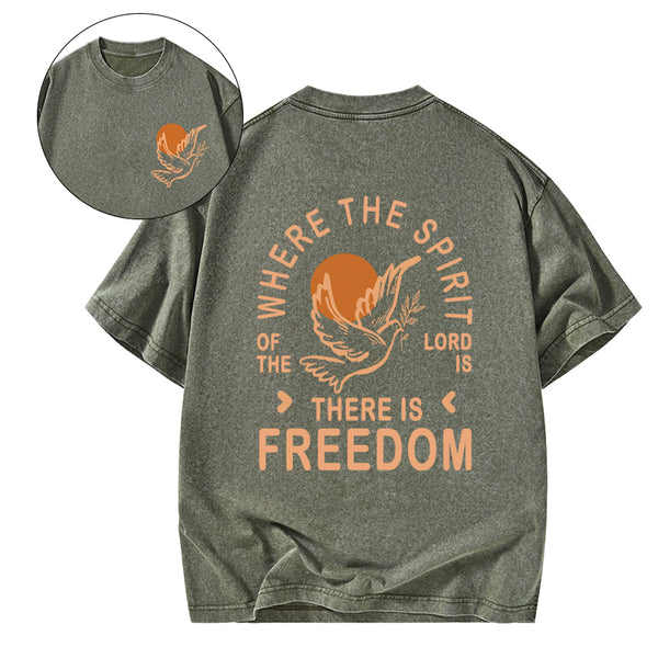 There Is Freedom Christian Washed T-Shirt