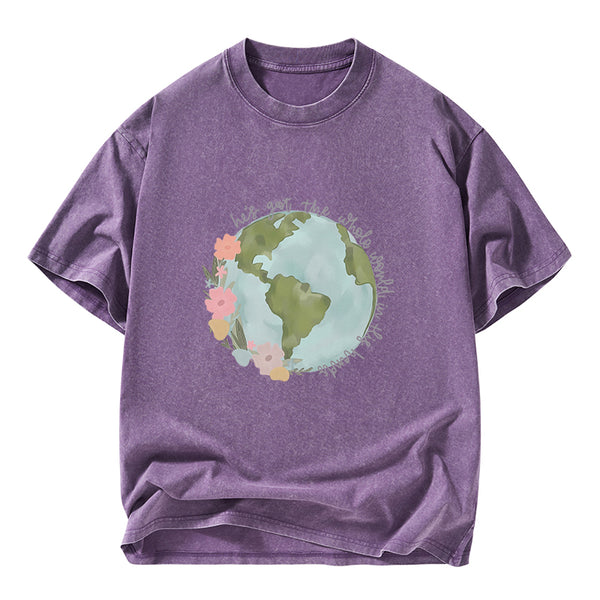 He Got The Whole World In His Hands Christian Washed T-Shirt