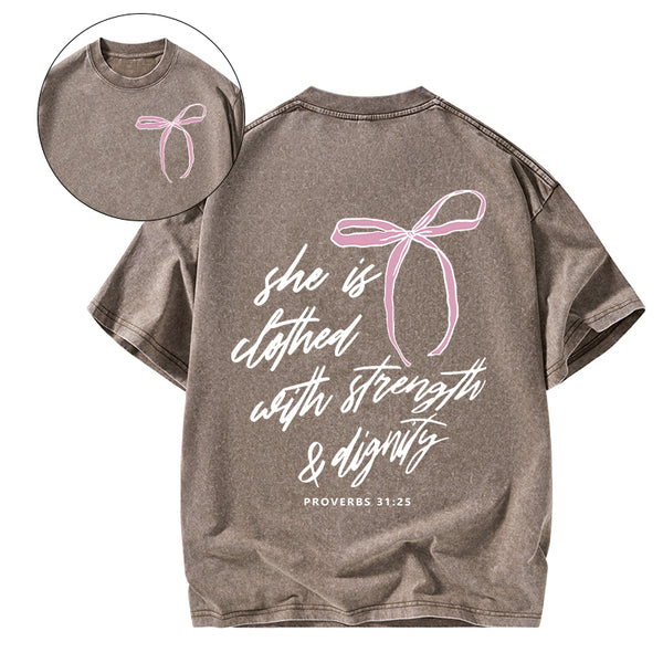 She Is Strong Christian Washed T-Shirt