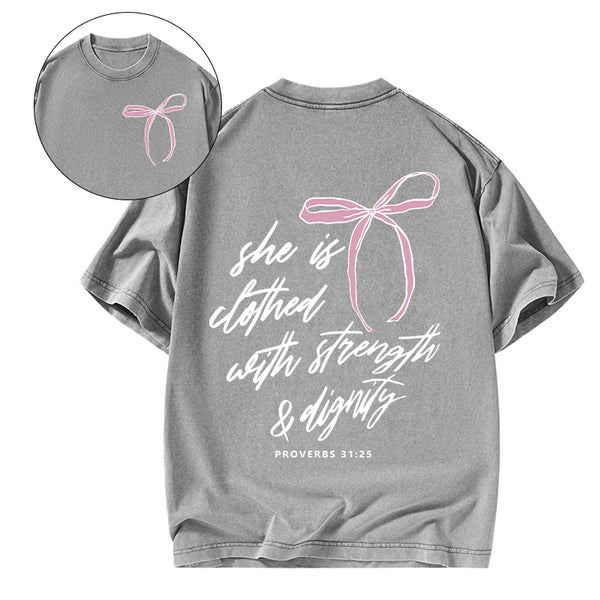 She Is Strong Christian Washed T-Shirt