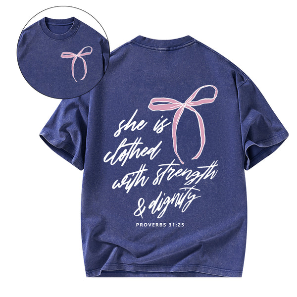 She Is Strong Christian Washed T-Shirt