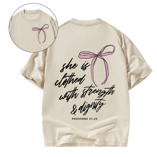 She Is Strong Christian Washed T-Shirt