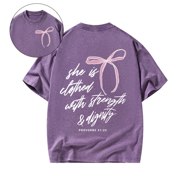 She Is Strong Christian Washed T-Shirt