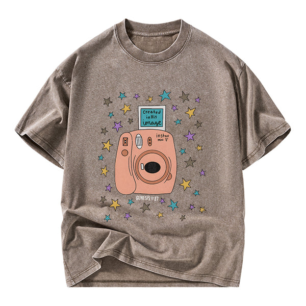 Created In His Image Christian Washed T-Shirt