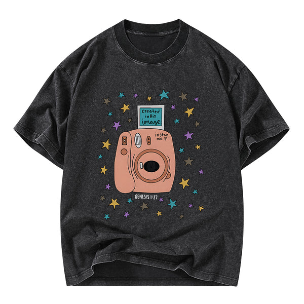 Created In His Image Christian Washed T-Shirt