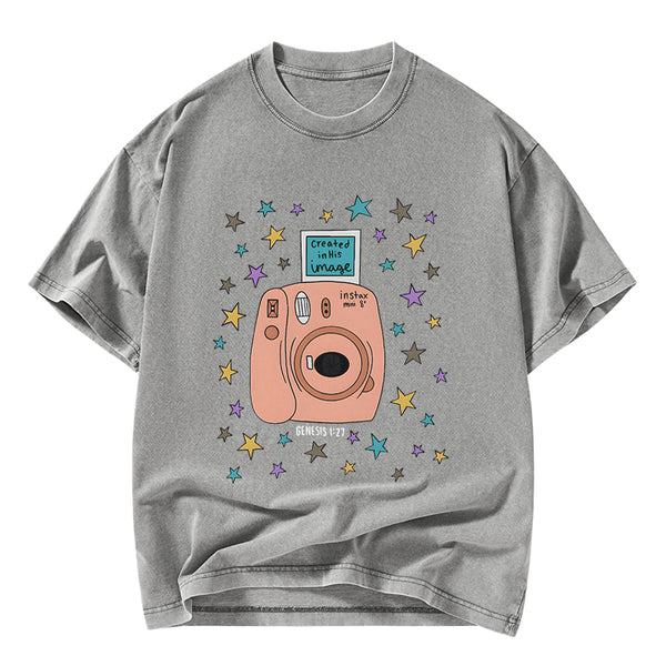 Created In His Image Christian Washed T-Shirt