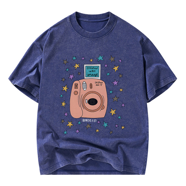 Created In His Image Christian Washed T-Shirt