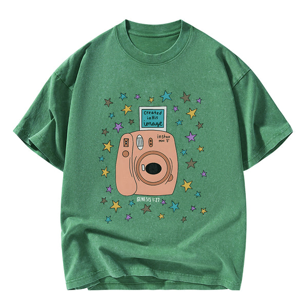 Created In His Image Christian Washed T-Shirt