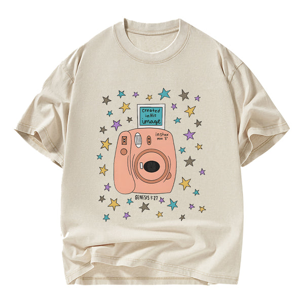 Created In His Image Christian Washed T-Shirt