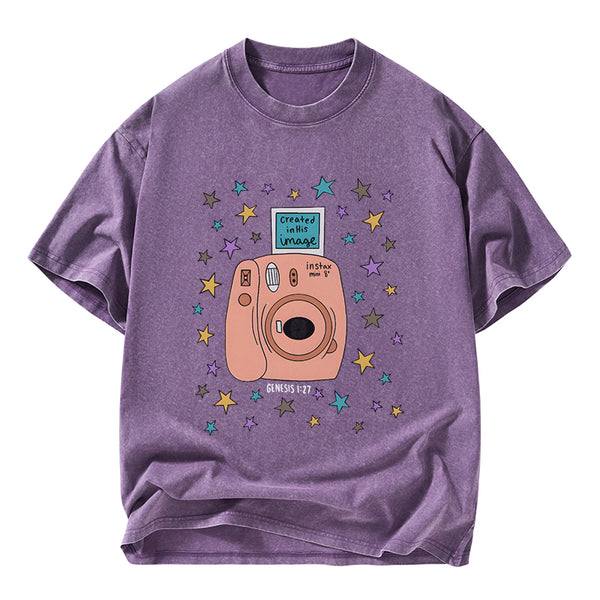 Created In His Image Christian Washed T-Shirt