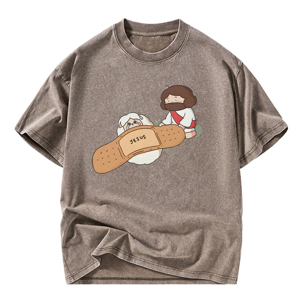 Jesus Heals Christian Washed T-Shirt