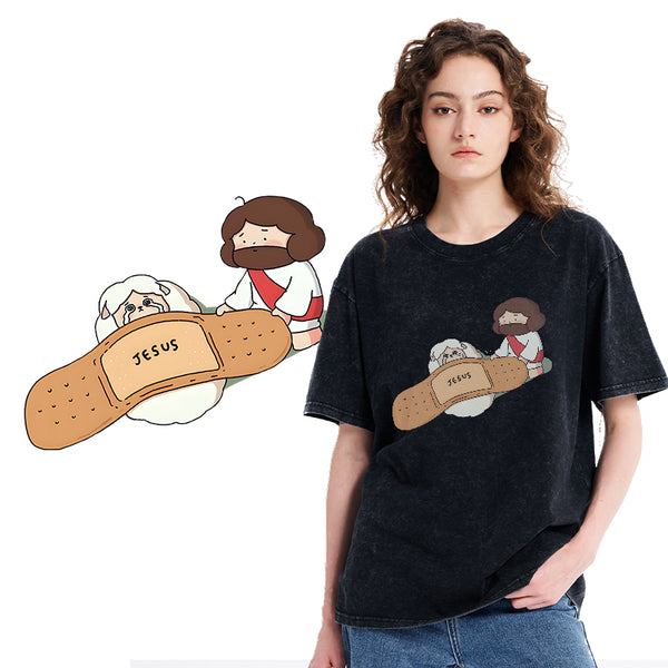 Jesus Heals Christian Washed T-Shirt