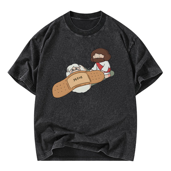 Jesus Heals Christian Washed T-Shirt