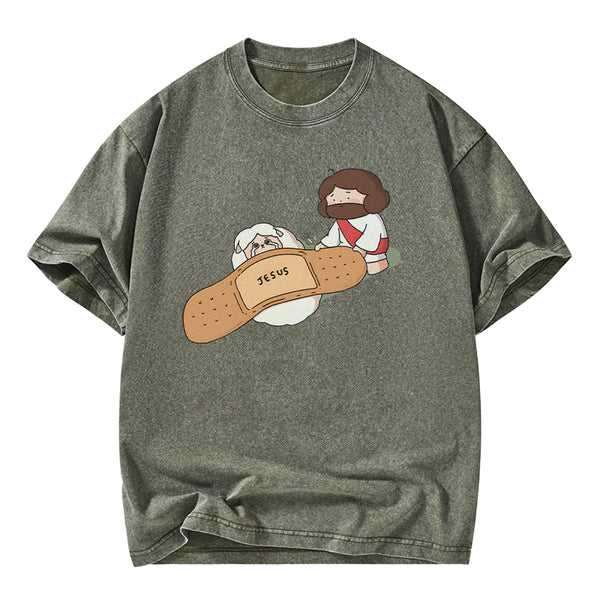 Jesus Heals Christian Washed T-Shirt