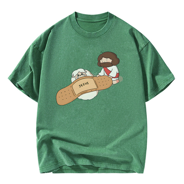 Jesus Heals Christian Washed T-Shirt