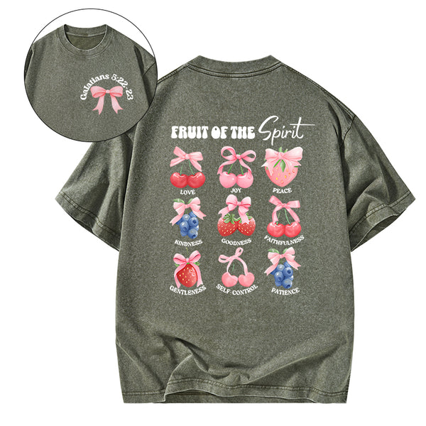 Fruits Coquette Bow Christian Washed T-Shirt