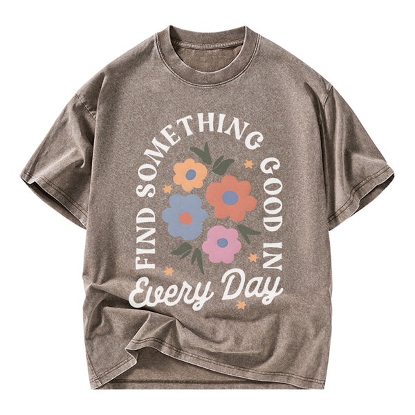 Retro Flower Inspirational Christian Washed T-Shirt