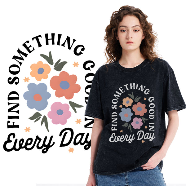 Retro Flower Inspirational Christian Washed T-Shirt