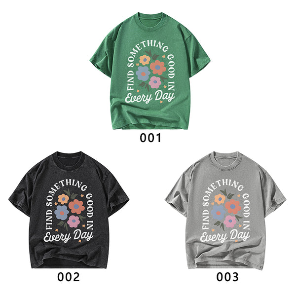 Retro Flower Inspirational Christian Washed T-Shirt