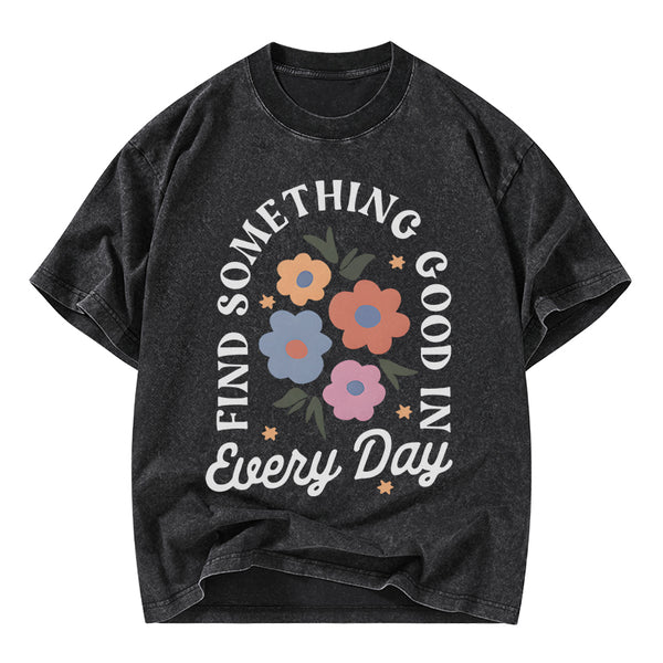 Retro Flower Inspirational Christian Washed T-Shirt