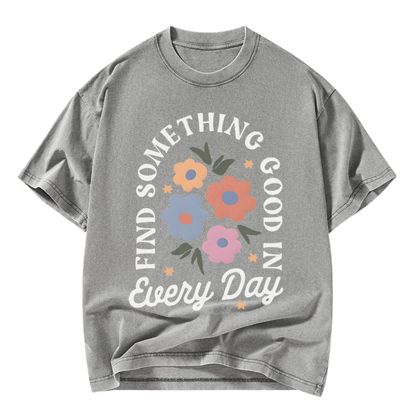Retro Flower Inspirational Christian Washed T-Shirt