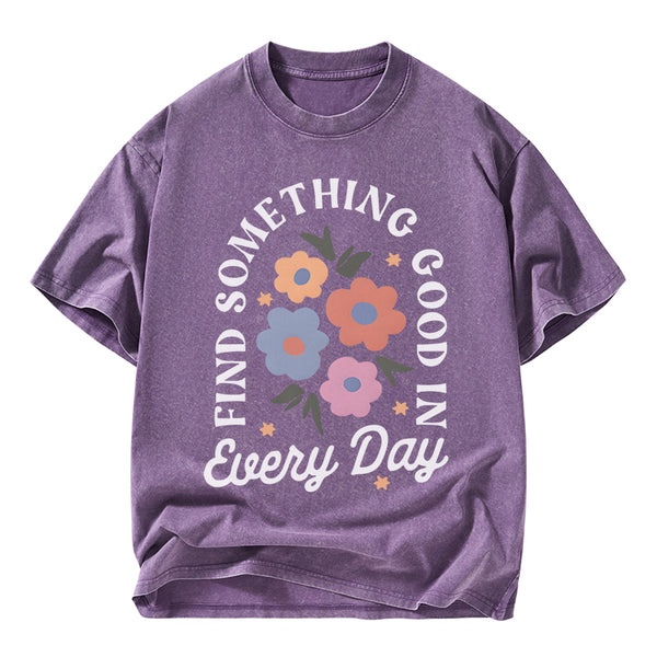 Retro Flower Inspirational Christian Washed T-Shirt