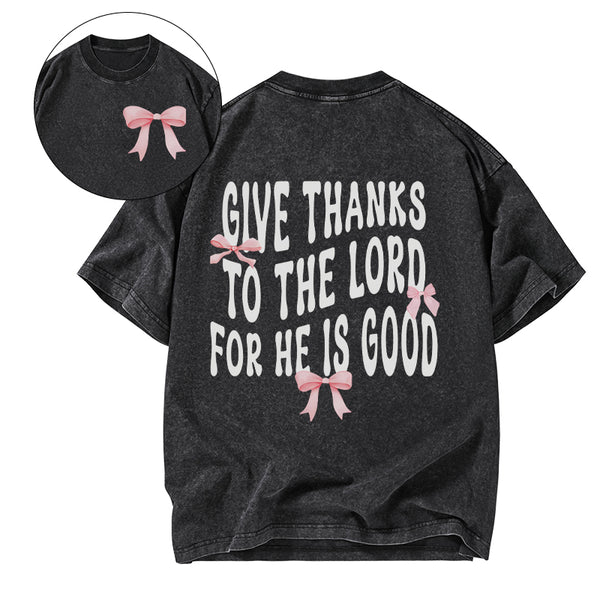 Coquette Pink Bow Christian Washed T-Shirt