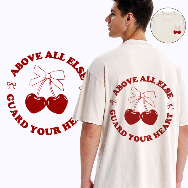 Above All Else Guard Your Heart Christian Washed T-Shirt