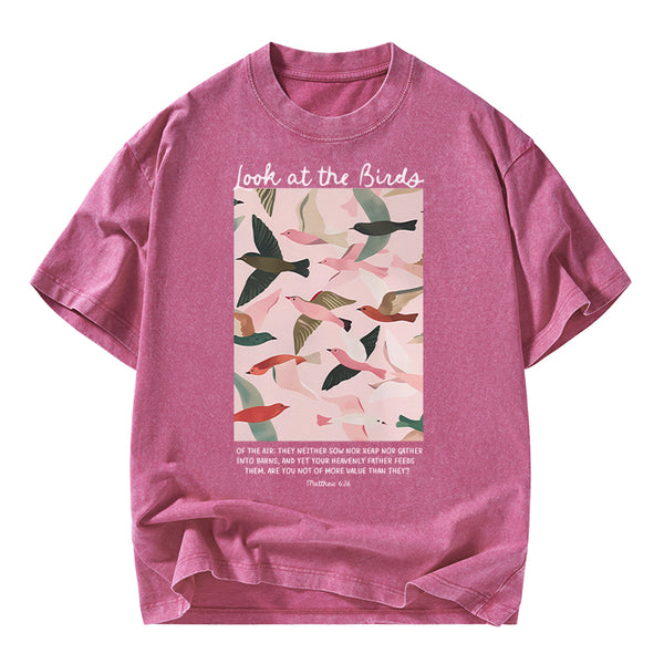 Look At The Birds Of The Air Christian Washed T-Shirt