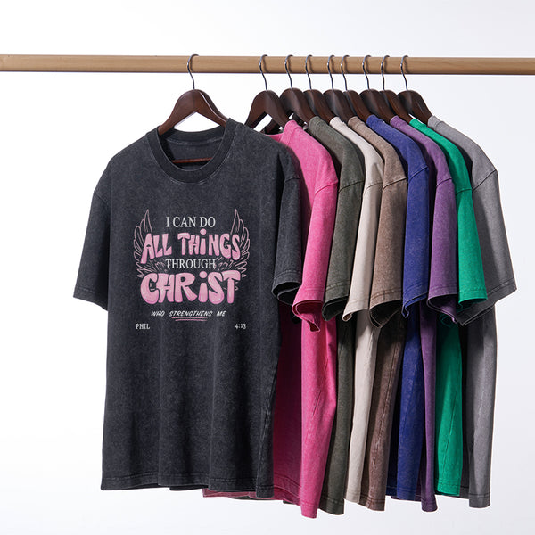 I Can Do All Things Through Christ Christian Washed T-Shirt