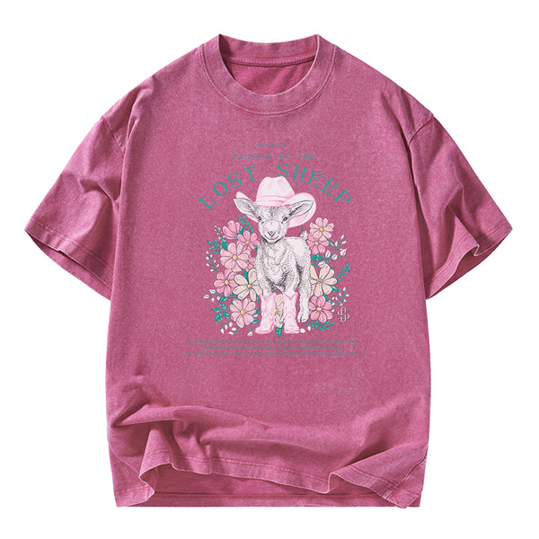 Parable Of The Lost Sheep Christian Washed T-Shirt