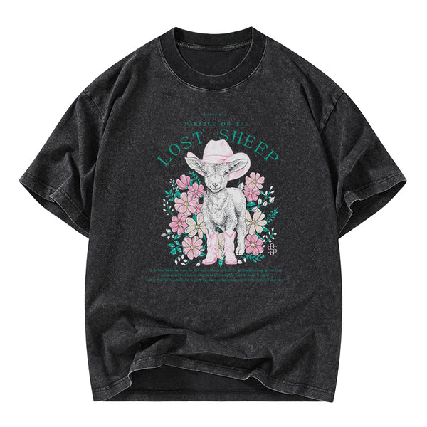 Parable Of The Lost Sheep Christian Washed T-Shirt