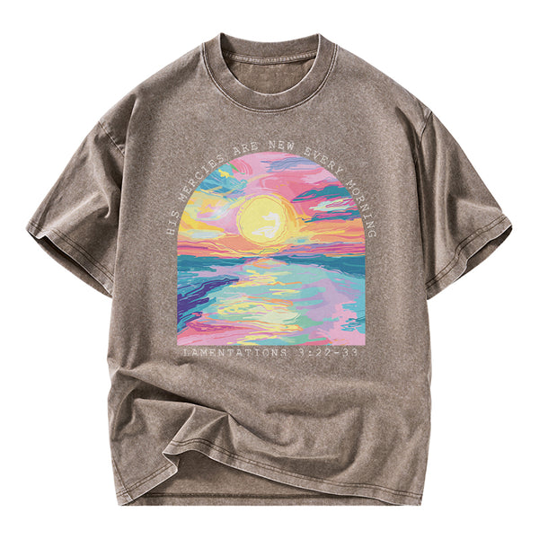 His Mercies Are New Every Morning Christian Washed T-Shirt