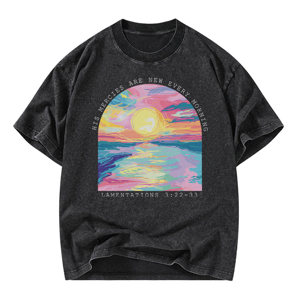 His Mercies Are New Every Morning Christian Washed T-Shirt