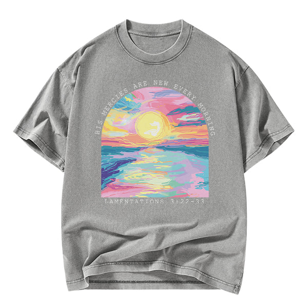 His Mercies Are New Every Morning Christian Washed T-Shirt