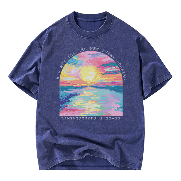His Mercies Are New Every Morning Christian Washed T-Shirt