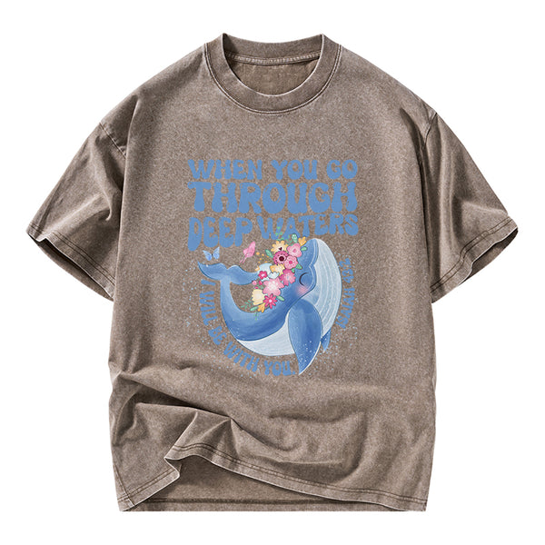 Go Through Deep Waters Christian Washed T-Shirt