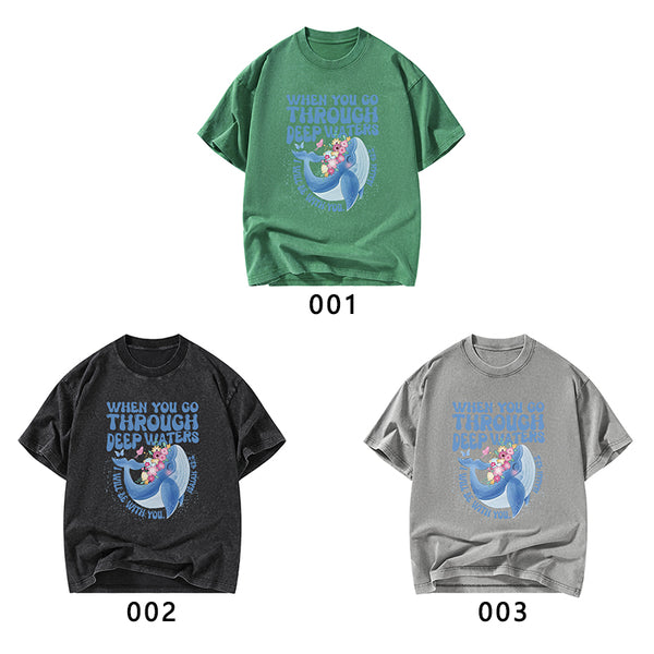 Go Through Deep Waters Christian Washed T-Shirt