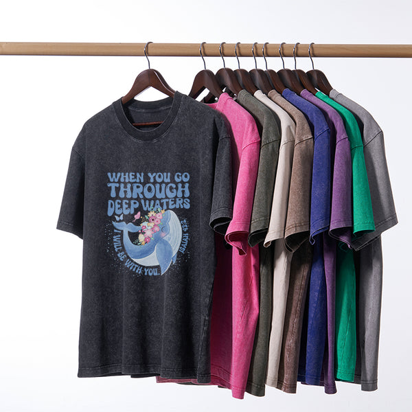 Go Through Deep Waters Christian Washed T-Shirt
