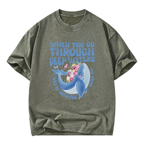 Go Through Deep Waters Christian Washed T-Shirt