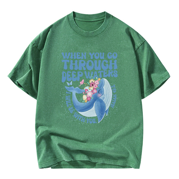 Go Through Deep Waters Christian Washed T-Shirt
