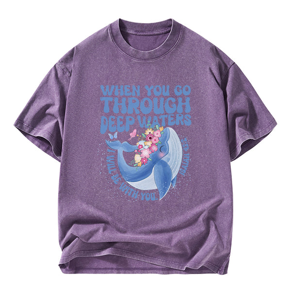 Go Through Deep Waters Christian Washed T-Shirt