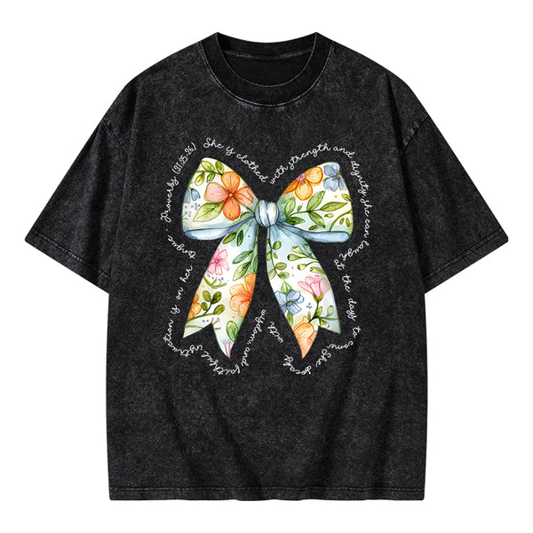 She Is Clothed In Strength And Dignity Christian Washed T-Shirt