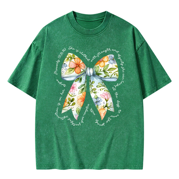 She Is Clothed In Strength And Dignity Christian Washed T-Shirt