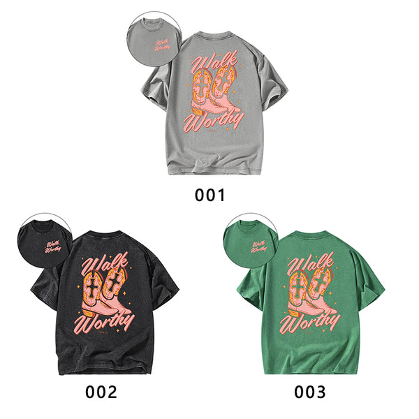 Walk Worthy Christian Washed T-shirt