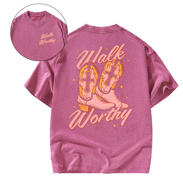 Walk Worthy Christian Washed T-shirt