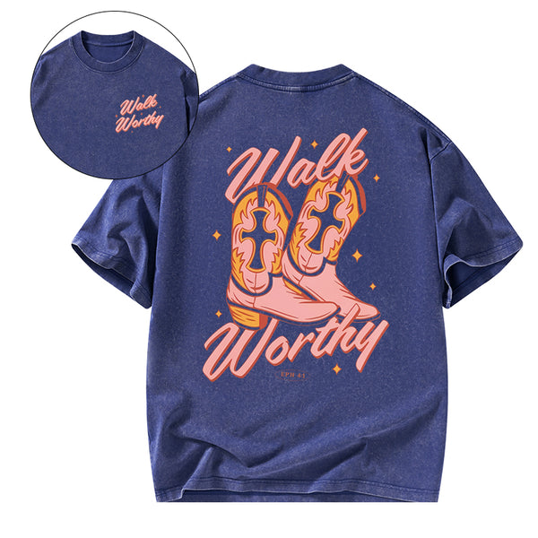 Walk Worthy Christian Washed T-shirt