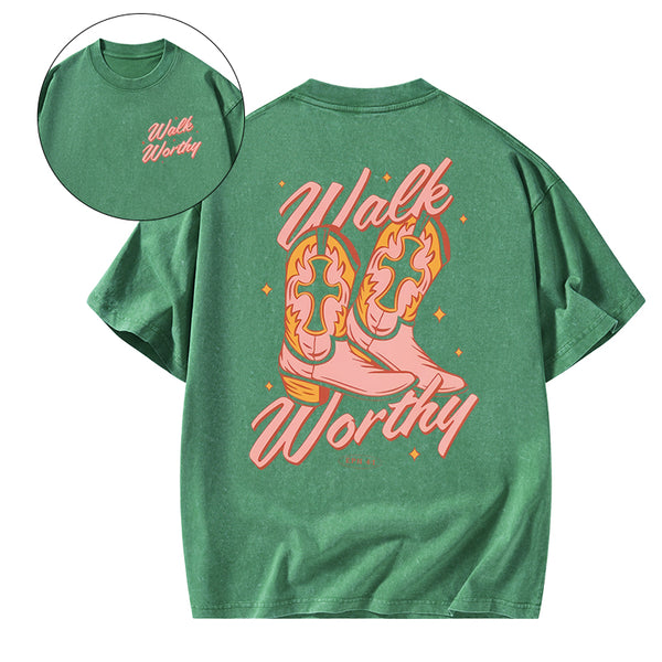 Walk Worthy Christian Washed T-shirt