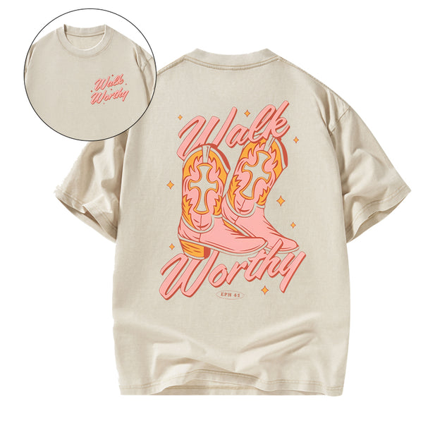 Walk Worthy Christian Washed T-shirt